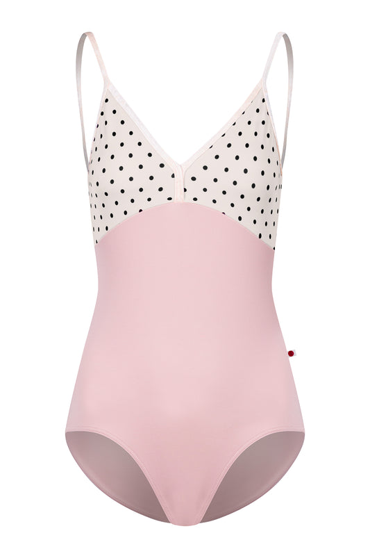 Daria leotard in T-Petal body color with T-Cream Lunares top and CV-Misty Rose trim color