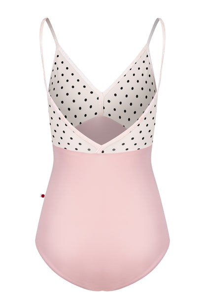 Daria leotard in T-Petal body color with T-Cream Lunares top and CV-Misty Rose trim color