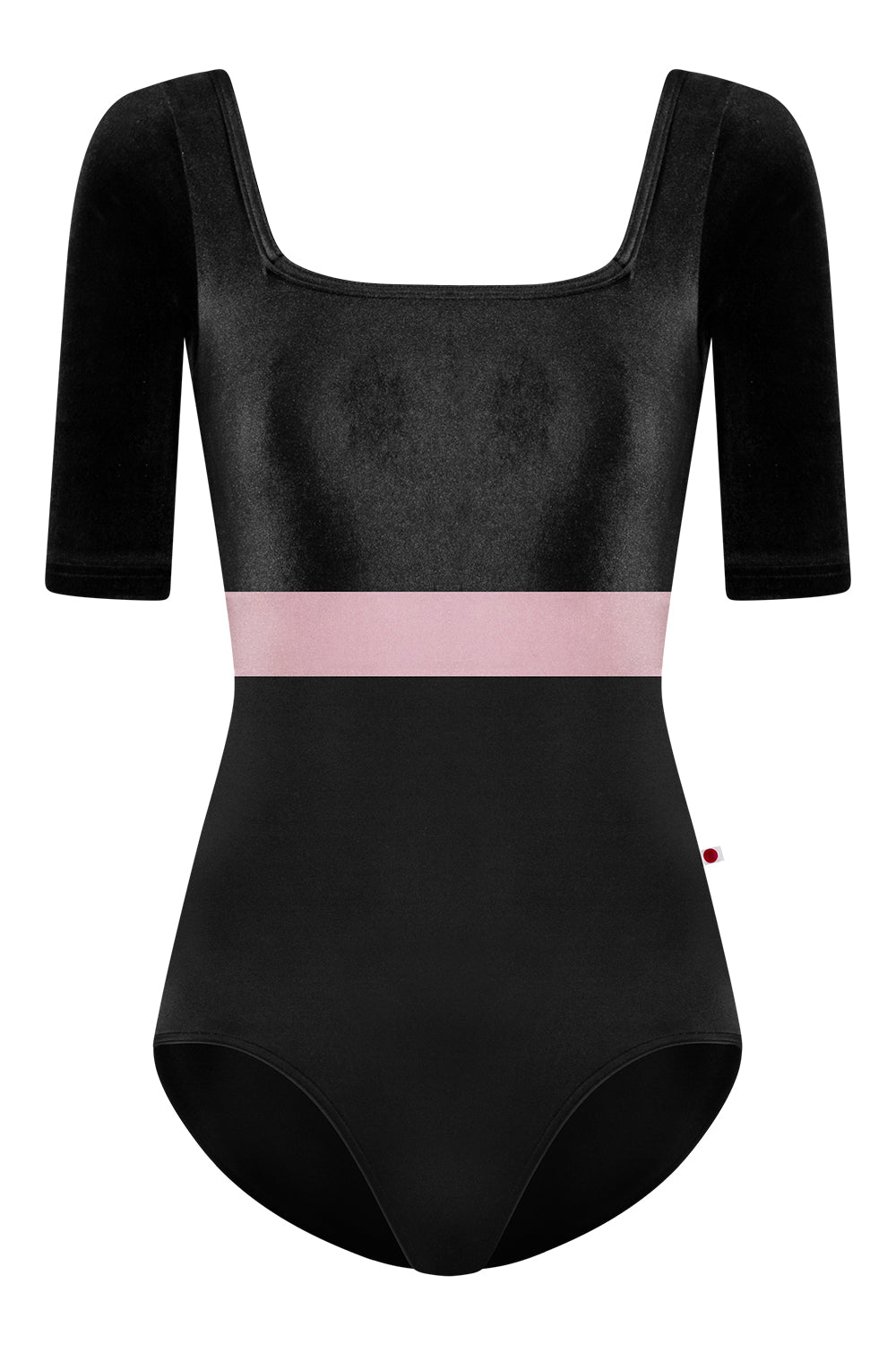 Marieke Variation 1 leotard in T-Black body color with V-Black top & trim color and N-Magic middle band color. V-Black half sleeves
