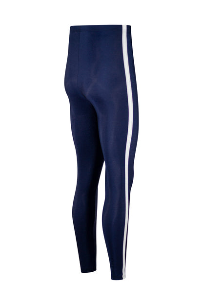 Cedric tights in N-Dark Blue body color with V-White side stripe and High-Waist