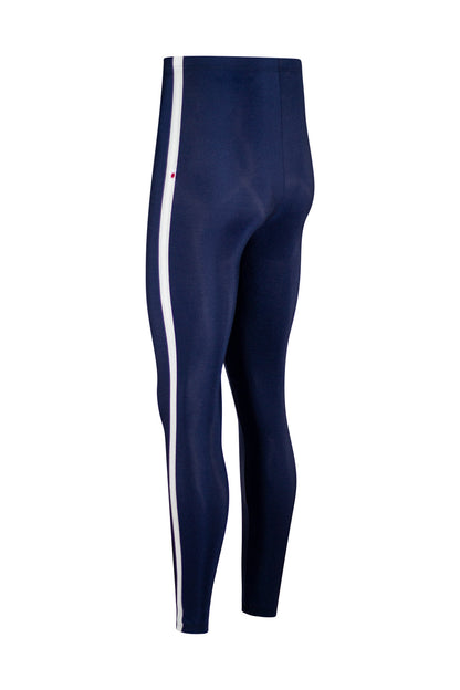 Cedric tights in N-Dark Blue body color with V-White side stripe and High-Waist